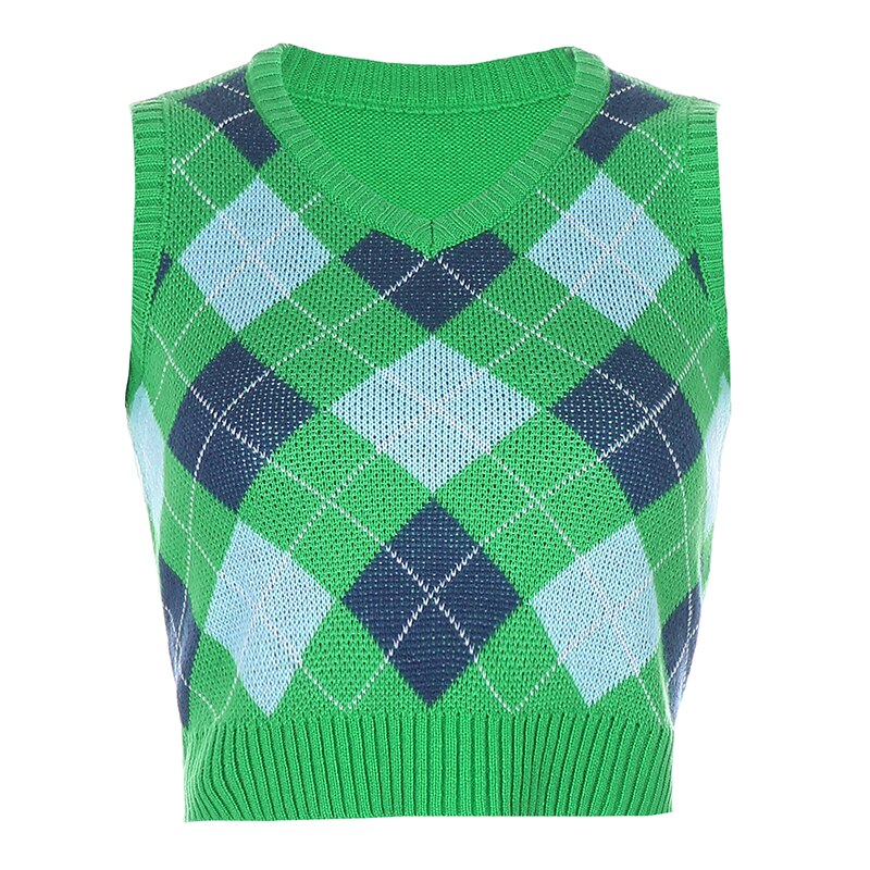 Argyle Style Knitted Top