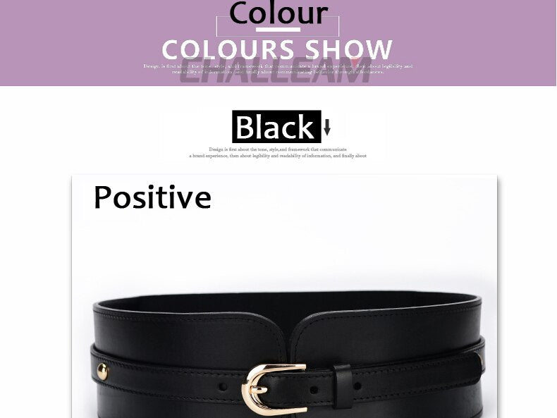 Luxury Ladies Wide Belt Elastic Buckle