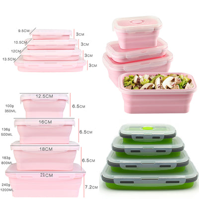 4pcs/set Silicone Rectangle Lunch Box