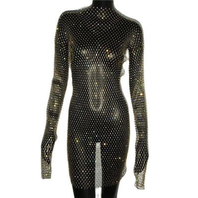 Sexy Sequin Mesh Patchwork Dress