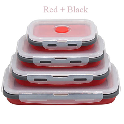 4pcs/set Silicone Rectangle Lunch Box