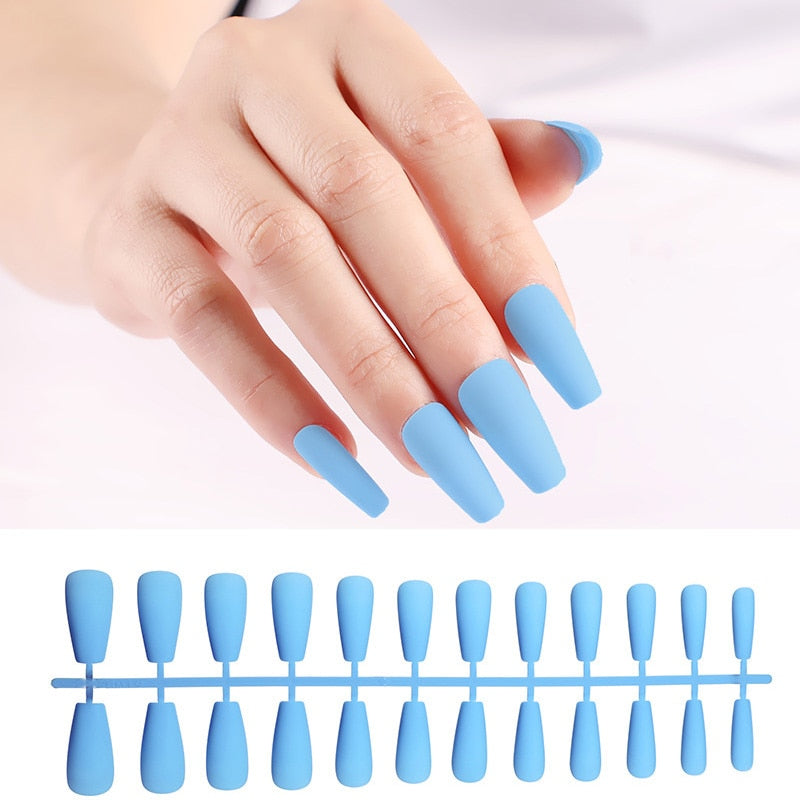 24pcs Fake Nails Solid Color