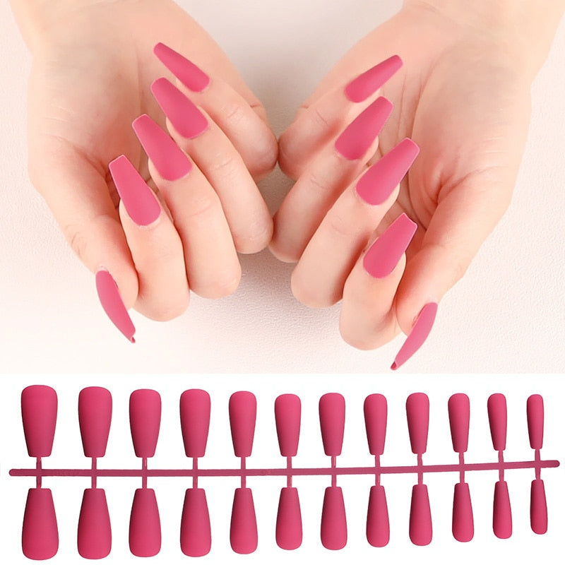 24pcs Fake Nails Solid Color