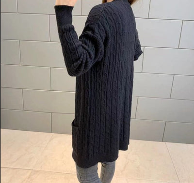 Autumn Winter Solid Long Cardigan