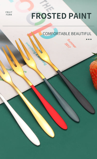 Stainless Steel Gold Fruit Fork Set