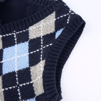 Argyle Style Knitted Top