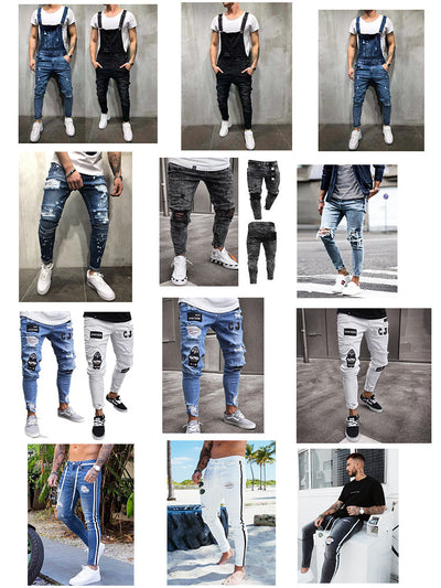 Streetwear Knee Ripped Skinny Jeans for Men