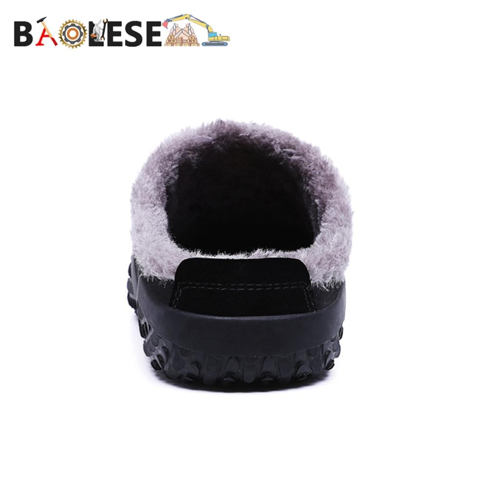 BAOLESEM Slippers House Men&#39;s Winter Shoes Soft Man Home Slippers Cotton Shoes Fleece Warm Anti-skid Man Slippers High Quality