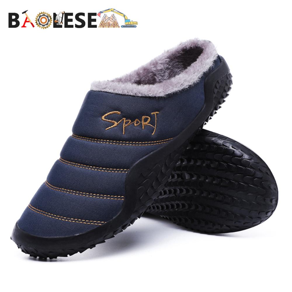 BAOLESEM Slippers House Men&#39;s Winter Shoes Soft Man Home Slippers Cotton Shoes Fleece Warm Anti-skid Man Slippers High Quality