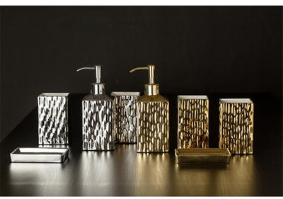 Gold & Silver Ceramic Bathroom Soap Dispenser