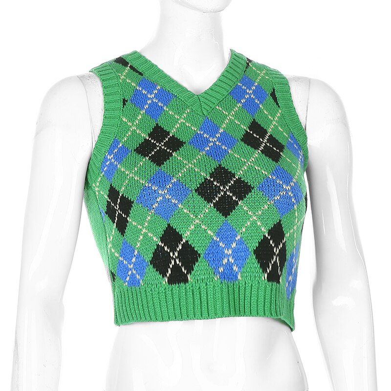 Argyle Style Knitted Top