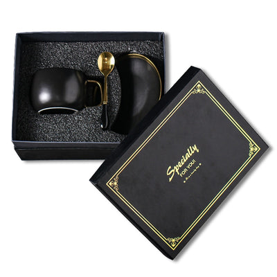 Luxury Black & Gold Ceramic Coffee Cup