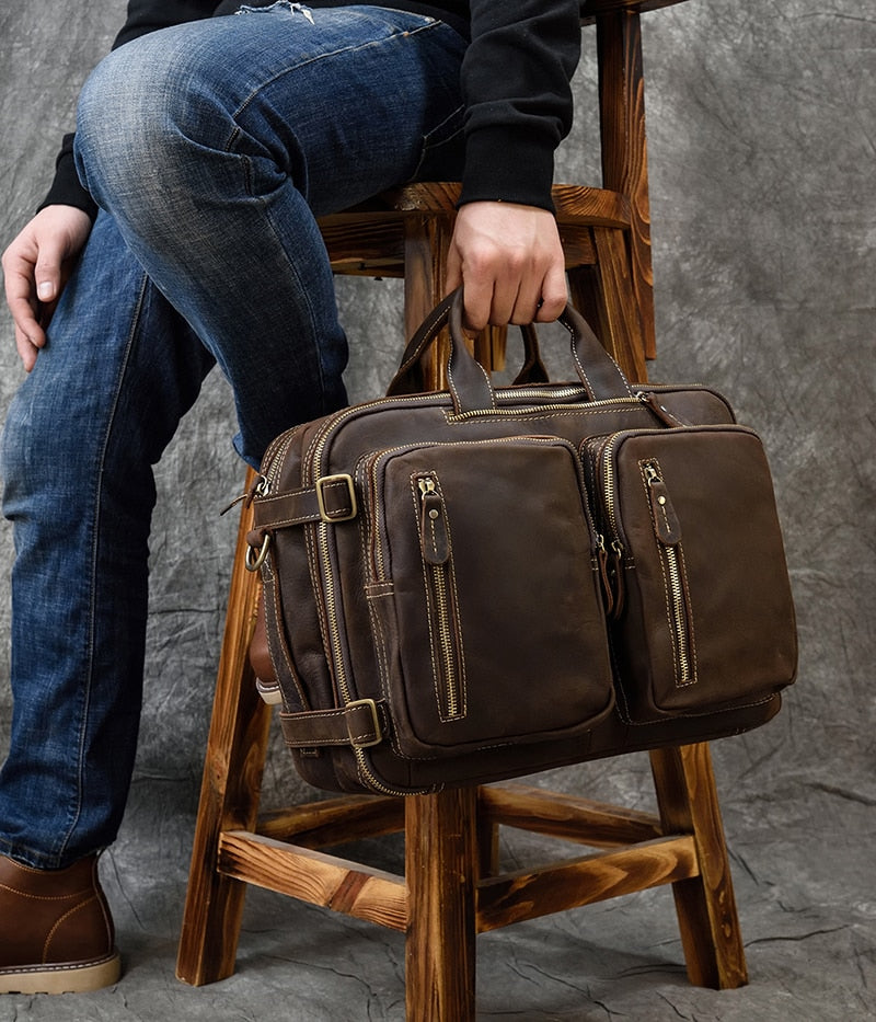 Genuine Leather Laptop Backpack