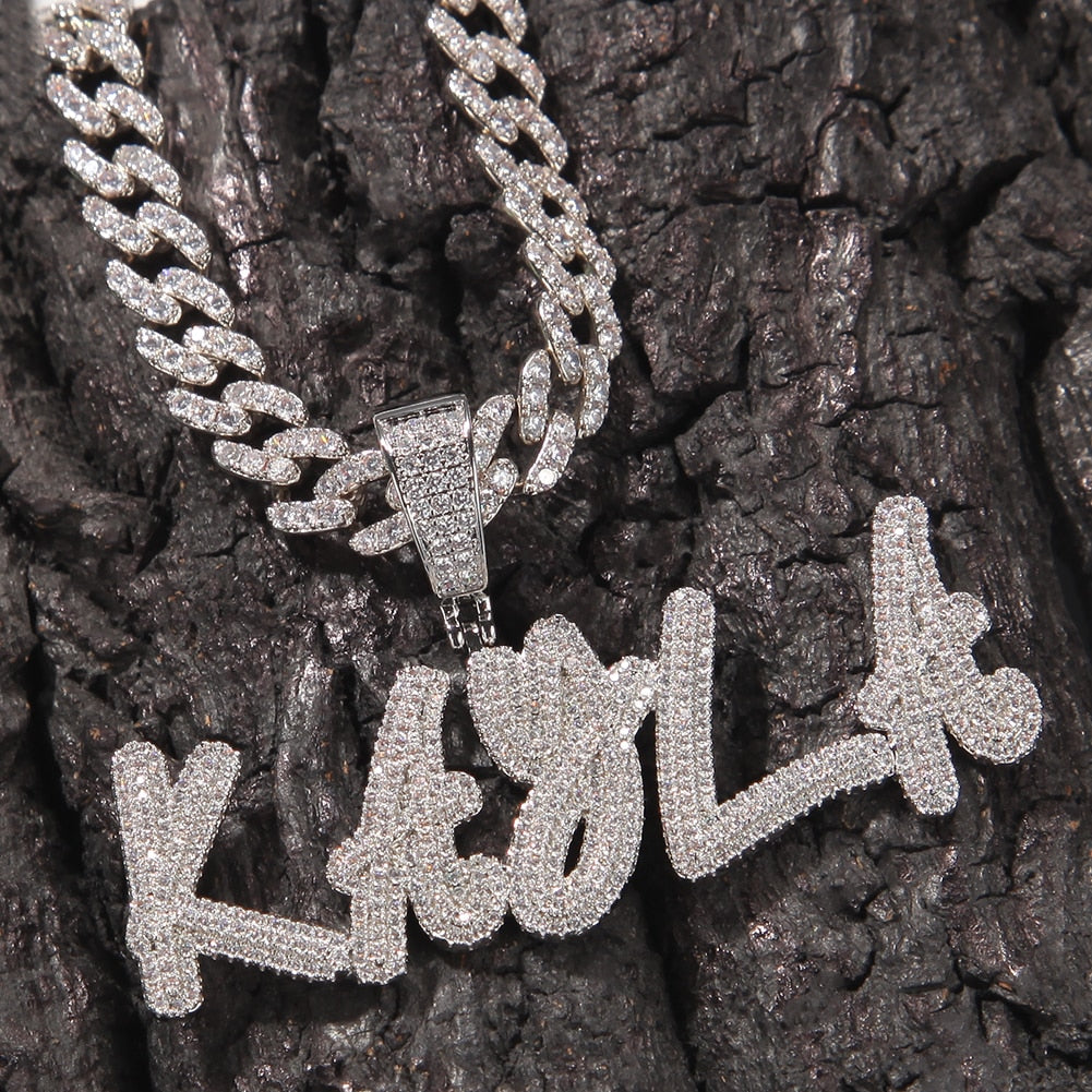 Double Layer Iced Out Custom Letters Cuban Chain