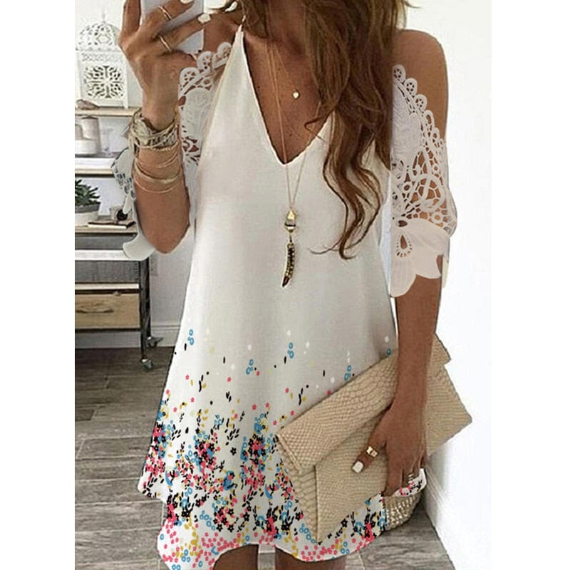 Off Shoulder Floral  Midi Dress