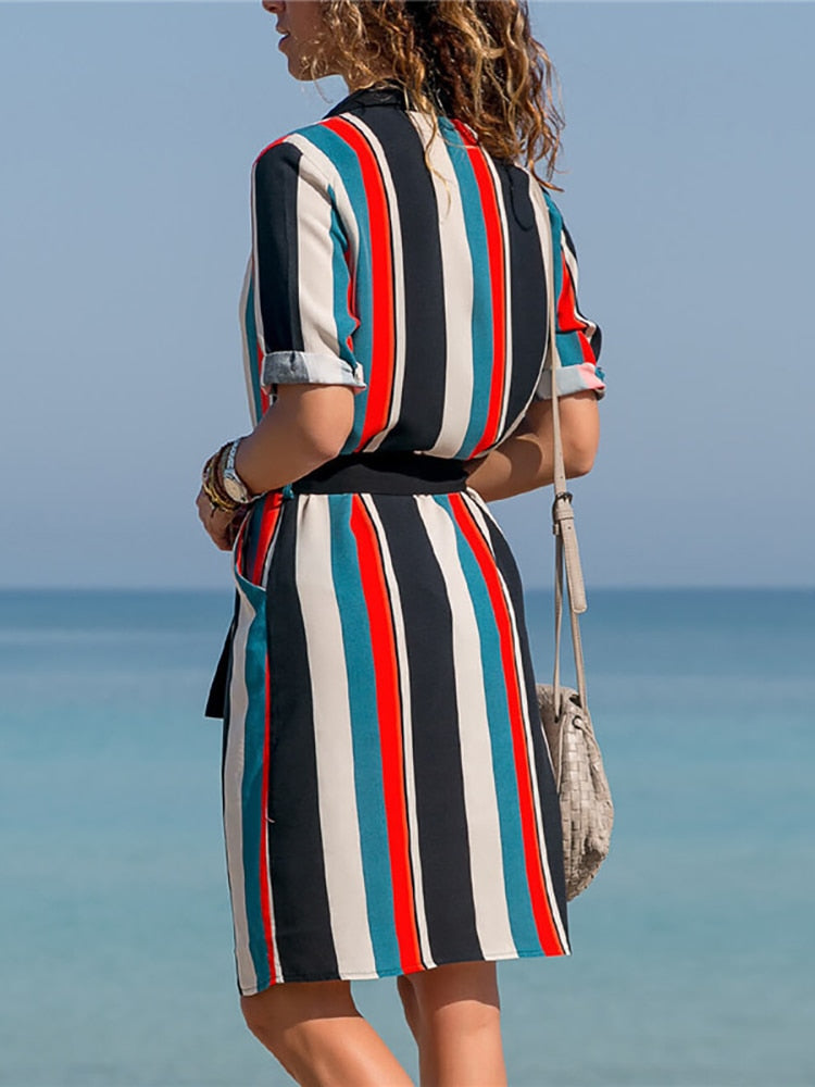Aachoae A-line Striped Print Dress
