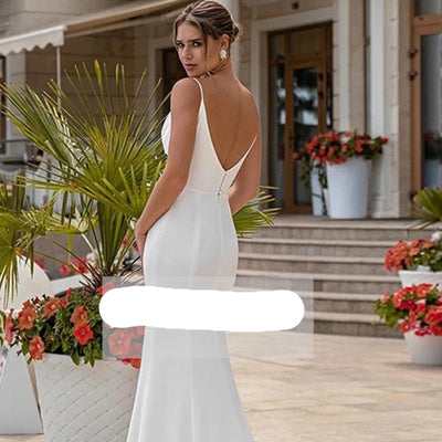 Spaghetti Strap V-Neck Mermaid Wedding Dress