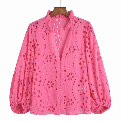 Embroidered Long Sleeve Women Blouse