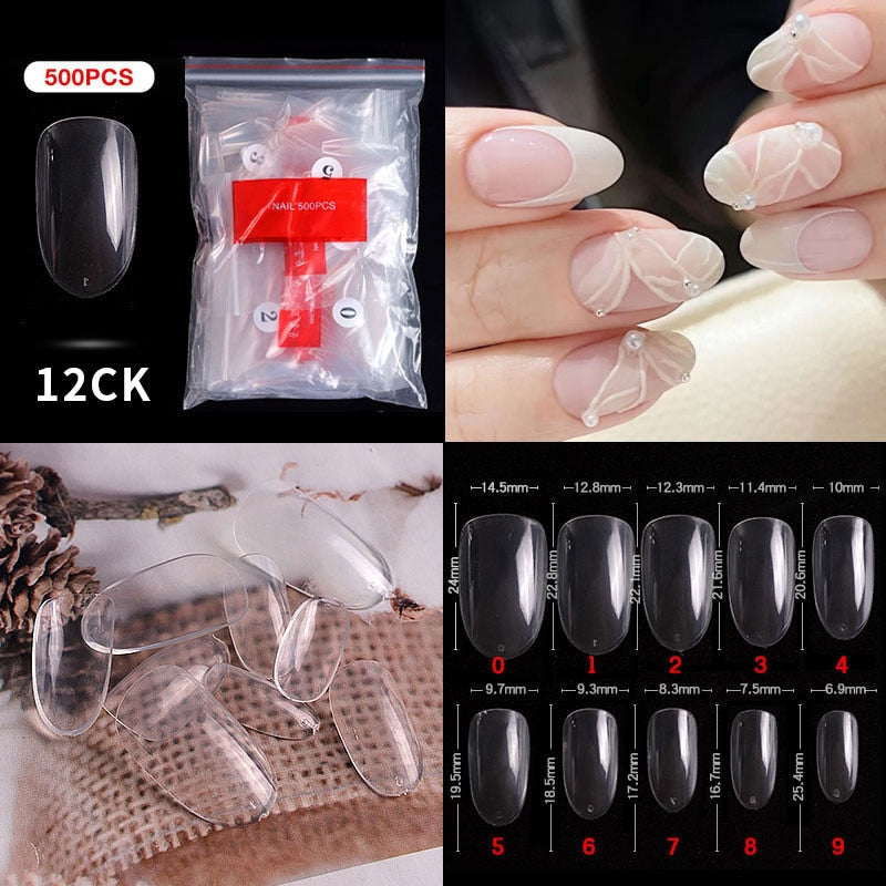 500Pcs Ballerina Clear Natural False Nails