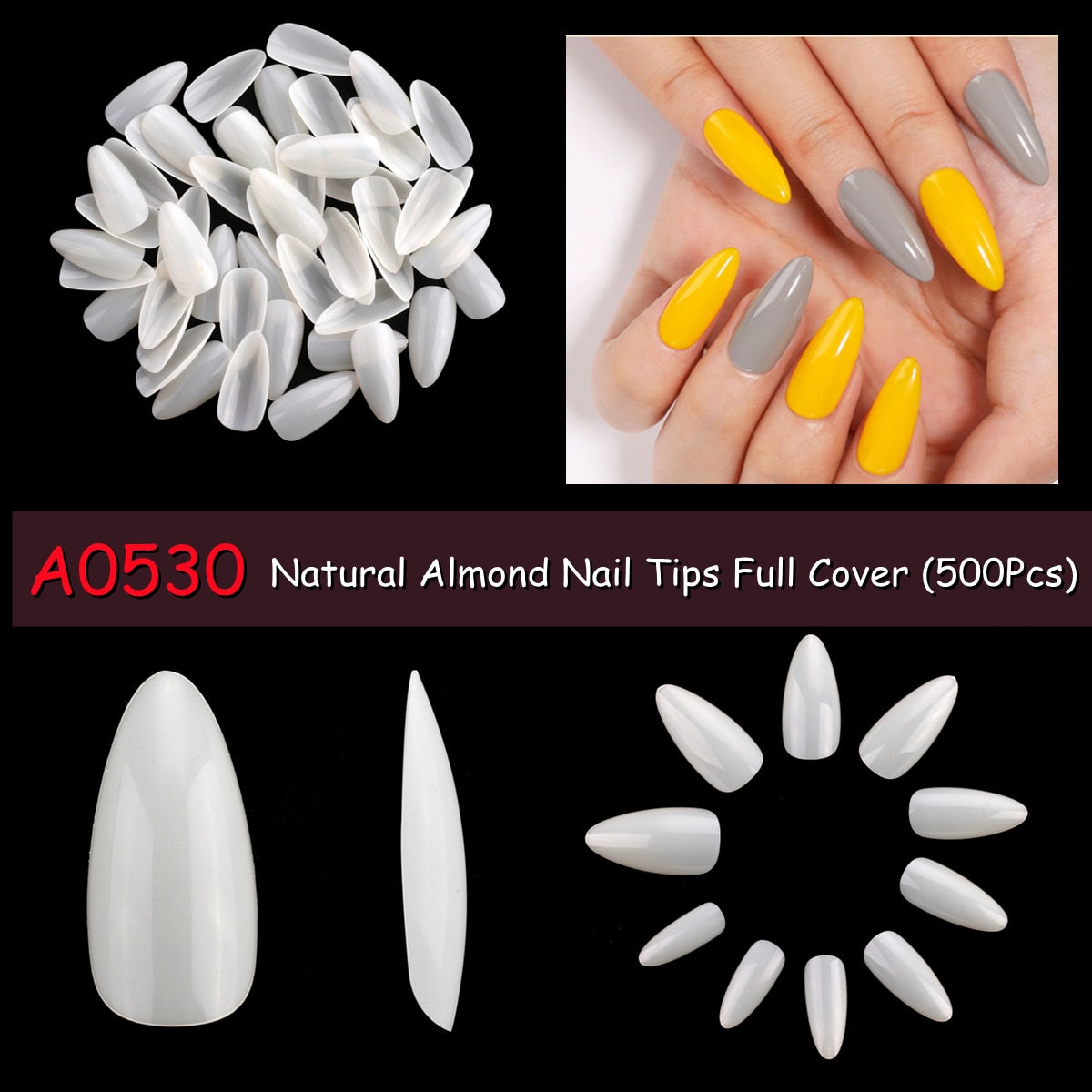 500pcs Acrylic Fake Nail Full Cover Tips