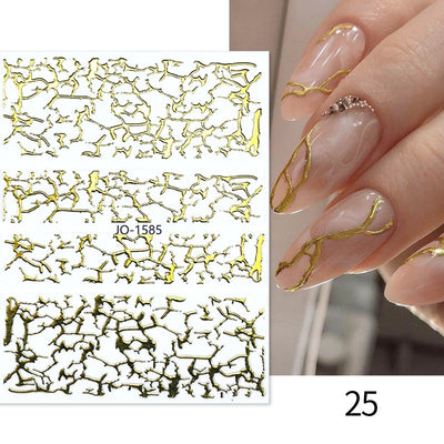 3D Gold Curve Stripe Line Nail Sticker