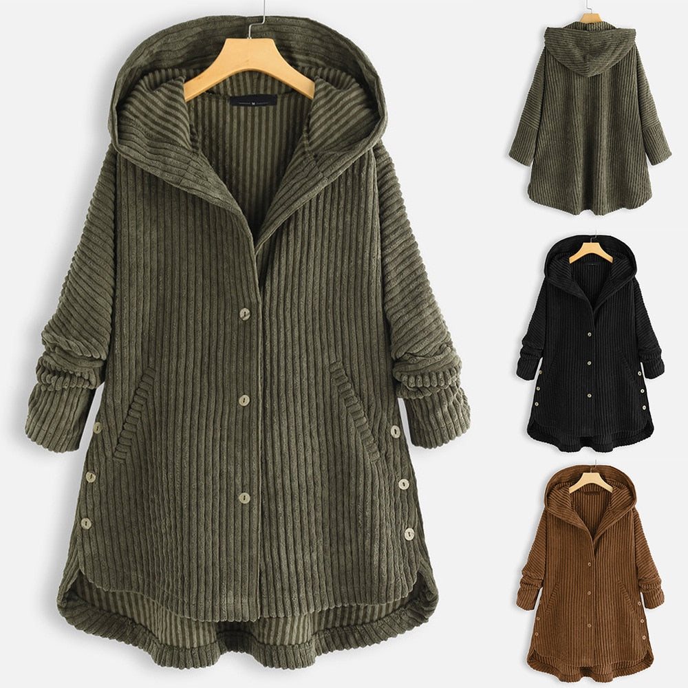 Corduroy Hooded Cotton Coat