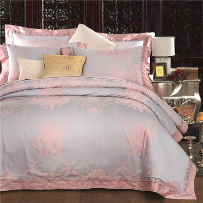 Gold Luxury Silk Satin Jacquard duvet cover bedding set