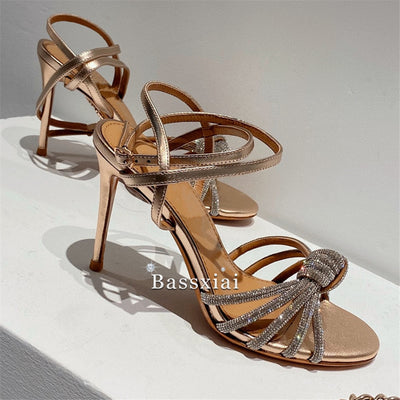 Embellished Bowknot Crystal Sandals Shoes Women
