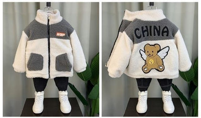 Kids Teens Cute Teddy Bear Winter Jacket