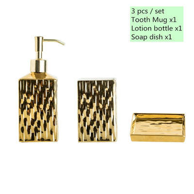 Gold & Silver Ceramic Bathroom Soap Dispenser