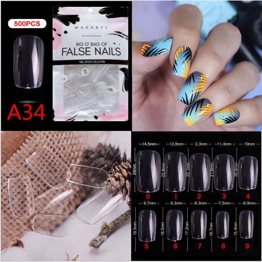 500pcs Acrylic Fake Nail Full Cover Tips