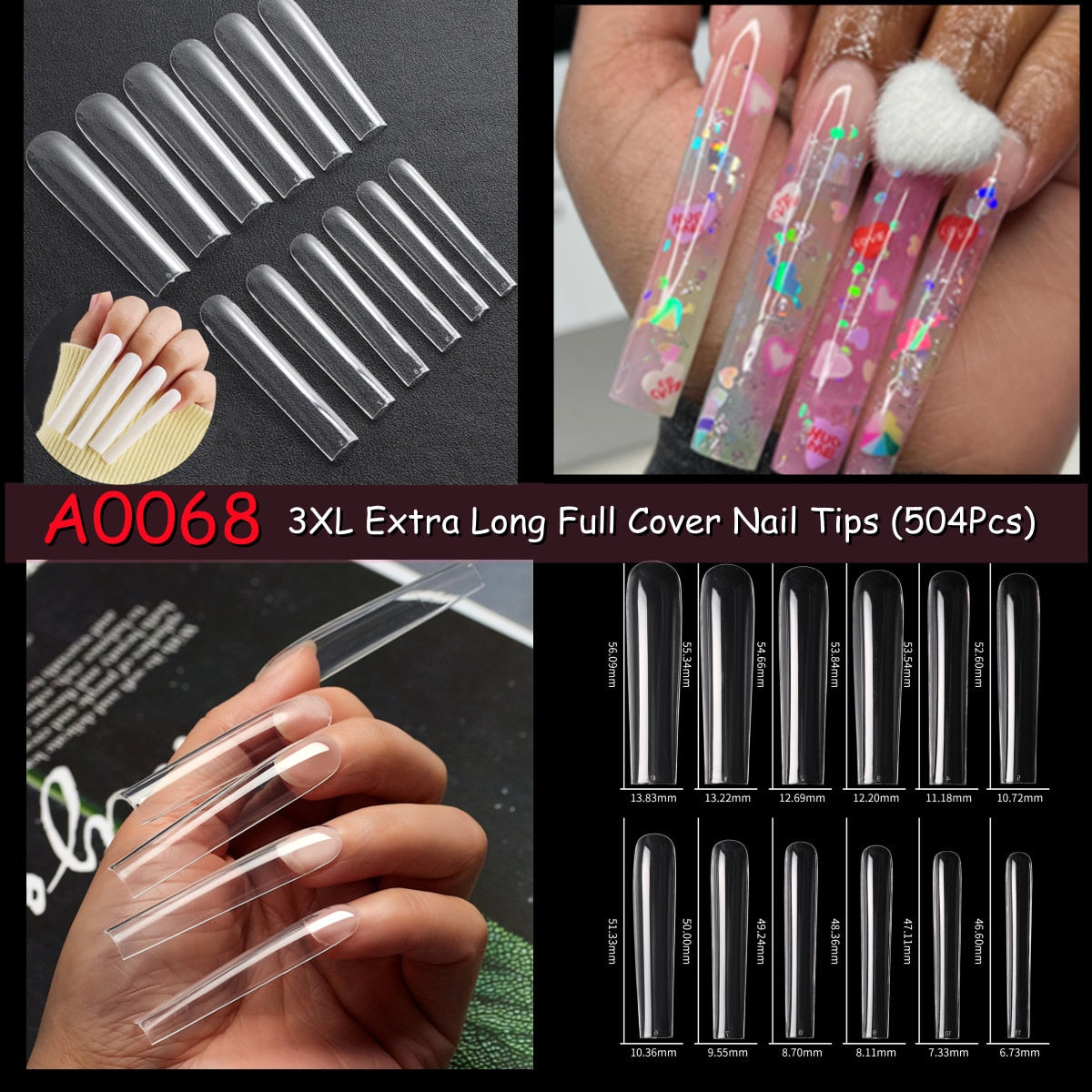 500pcs Acrylic Fake Nail Full Cover Tips