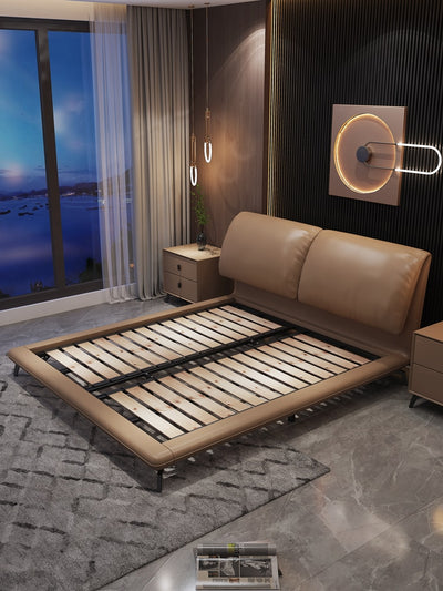 New luxury Real Leather Bed Modern Fashion