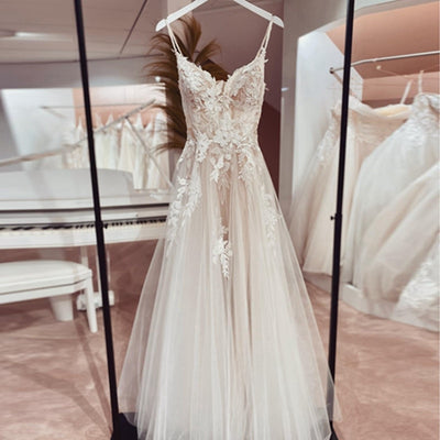 See Thru Tulle Appliques Wedding Dresses