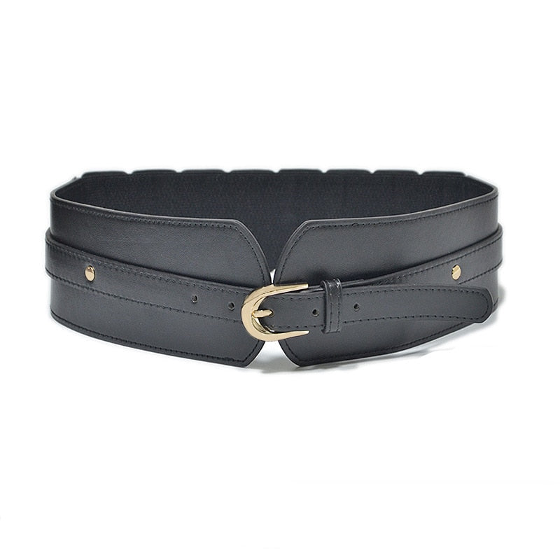 Luxury Ladies Wide Belt Elastic Buckle