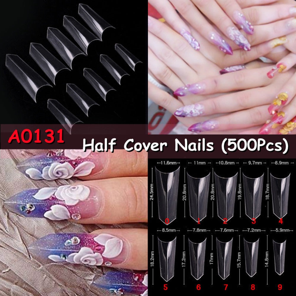 500pcs Acrylic Fake Nail Full Cover Tips