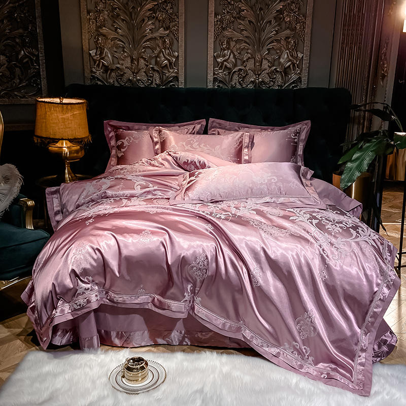 Gold Luxury Silk Satin Jacquard duvet cover bedding set