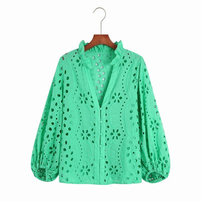 Embroidered Long Sleeve Women Blouse