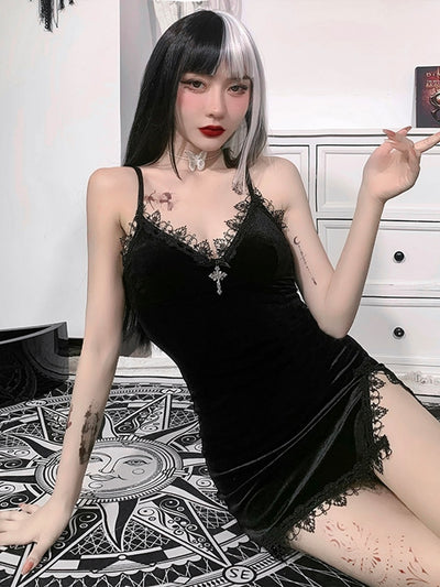 InsGoth Gothic Dark Cross Mini Dress