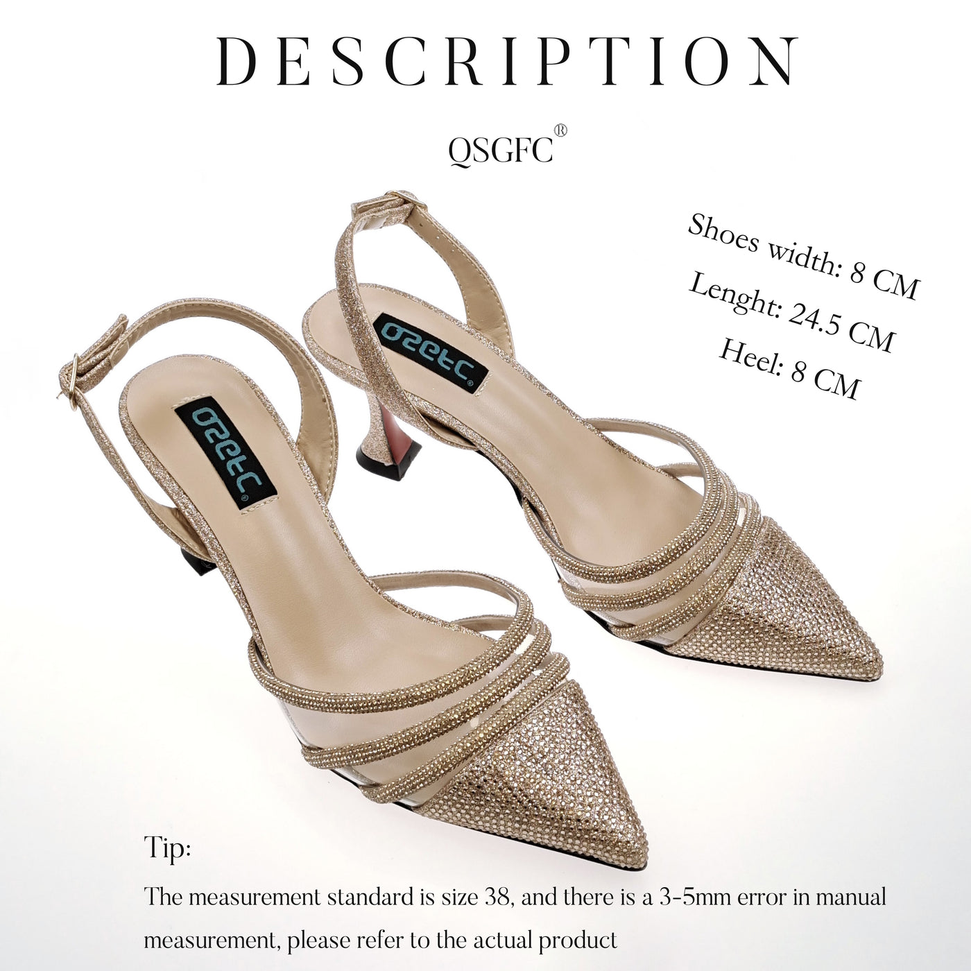 New Italian Design Diamond Embellish High Heels Plus Bag & Free Gift