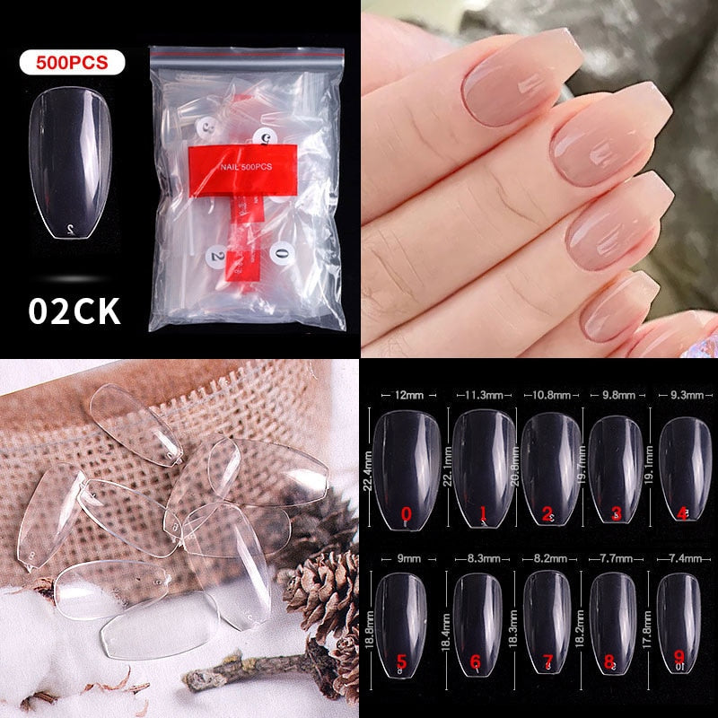 500Pcs Ballerina Clear Natural False Nails