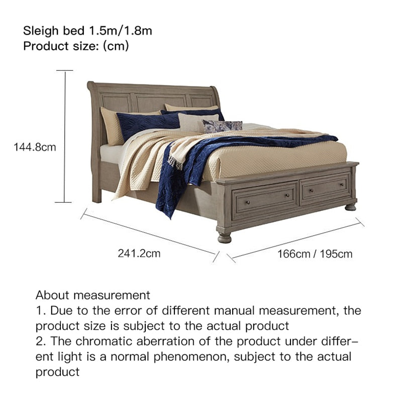 New American Style Solid Wood Retro Beds