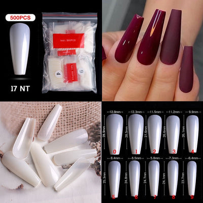 500Pcs Ballerina Clear Natural False Nails