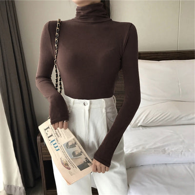 Solid Turtleneck T-Shirt