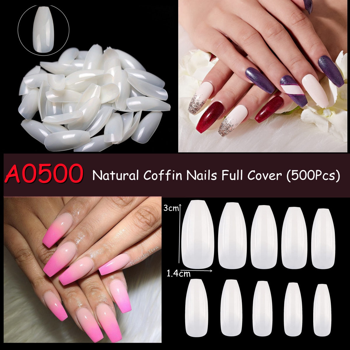 500pcs Acrylic Fake Nail Full Cover Tips