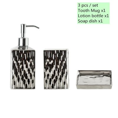 Gold & Silver Ceramic Bathroom Soap Dispenser