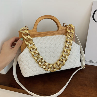 Luxury Design Wooden Clip Handbag