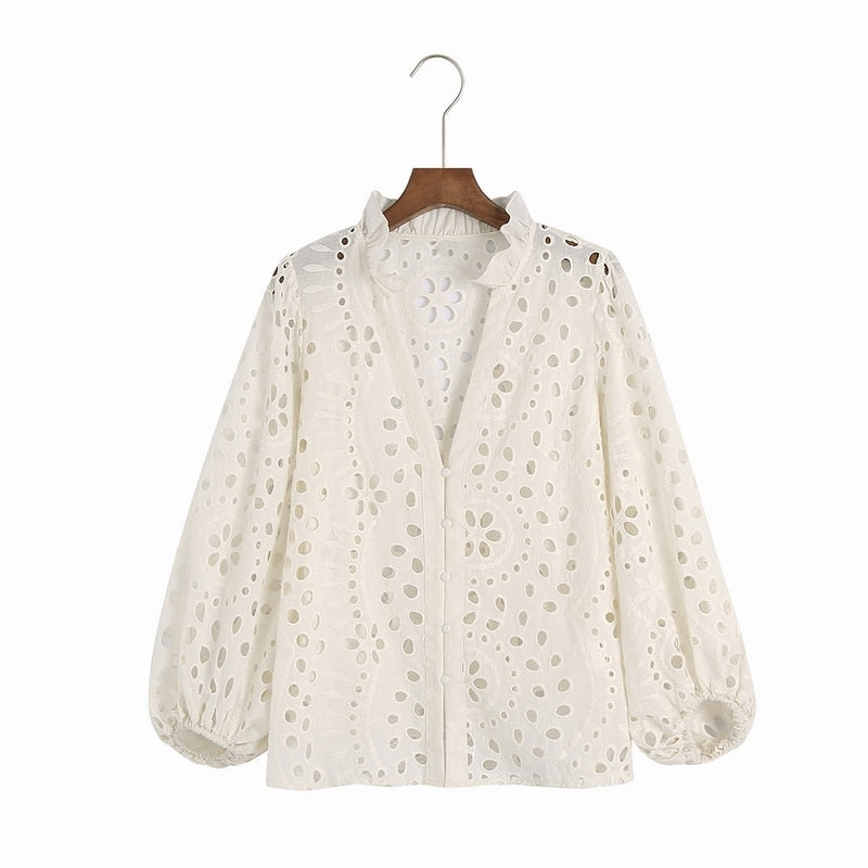 Embroidered Long Sleeve Women Blouse