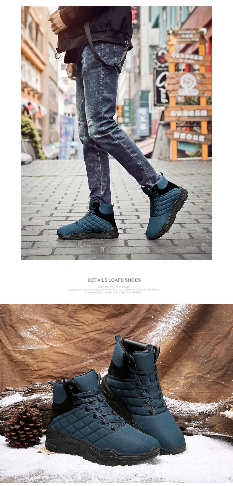 New Men's Leather Snow Boots Waterproof Sneakers