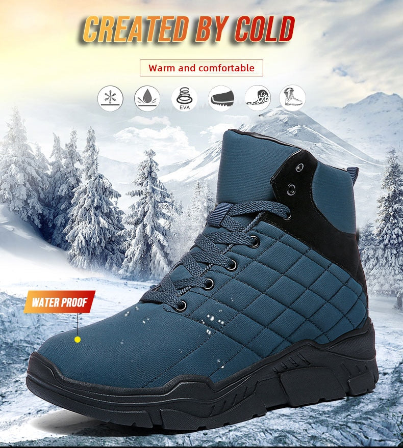 New Men's Leather Snow Boots Waterproof Sneakers